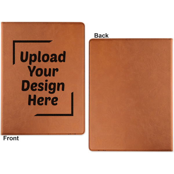 Upload Your Own Cognac Leatherette Portfolios with Notepad - Large - Single Sided - Apvl