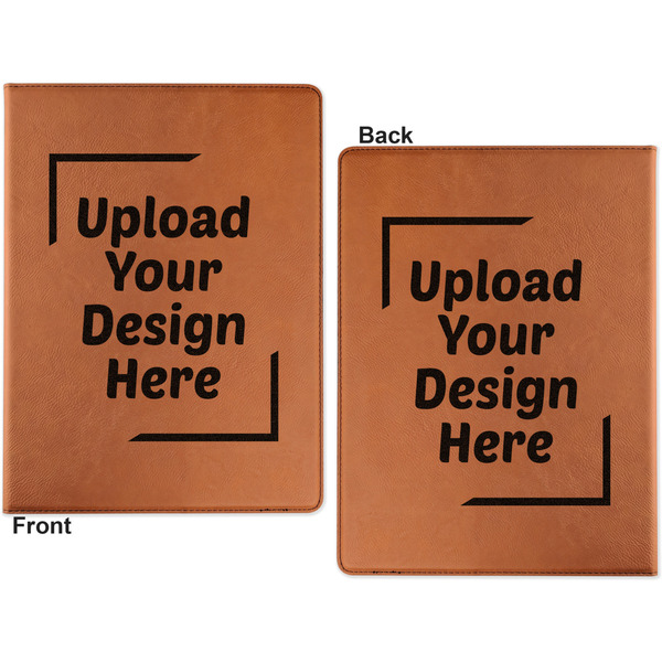 Upload Your Own Cognac Leatherette Portfolios with Notepad - Small - Double Sided- Apvl