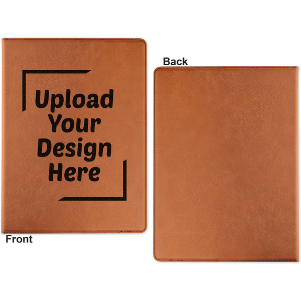 Upload Your Own Cognac Leatherette Portfolios with Notepad - Small - Single Sided- Apvl