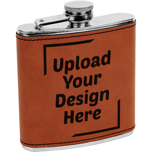 Custom Leatherette Wrapped Stainless Steel Flask (Upload Your Own)