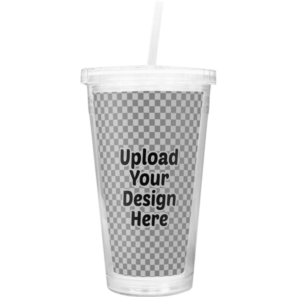 Custom Double Wall Tumbler with Straw (Upload Your Own)