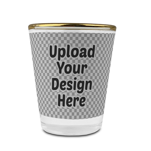 Custom Glass Shot Glass - 1.5 oz - with Gold Rim - Single (Upload Your Own)