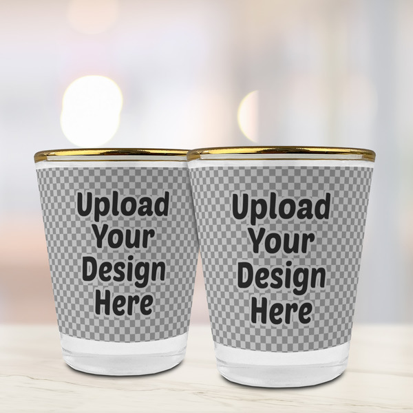Upload Your Own Glass Shot Glass - Gold Rim - Lifestyle