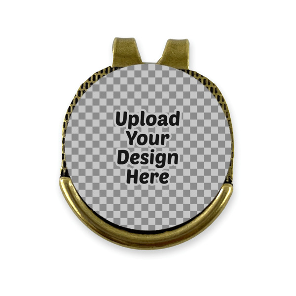 Upload Your Own Golf Ball Marker Hat Clip Gold - Front