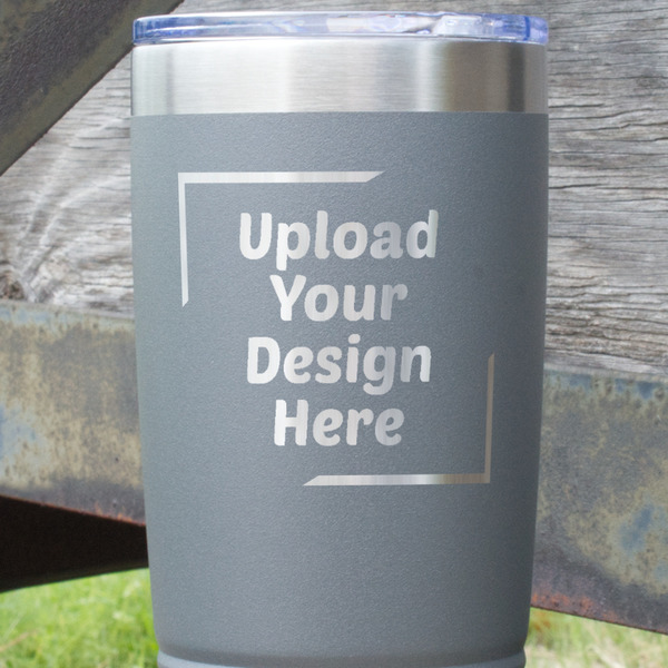 Upload Your Own Gray Polar Camel Tumbler - 20oz - Close Up