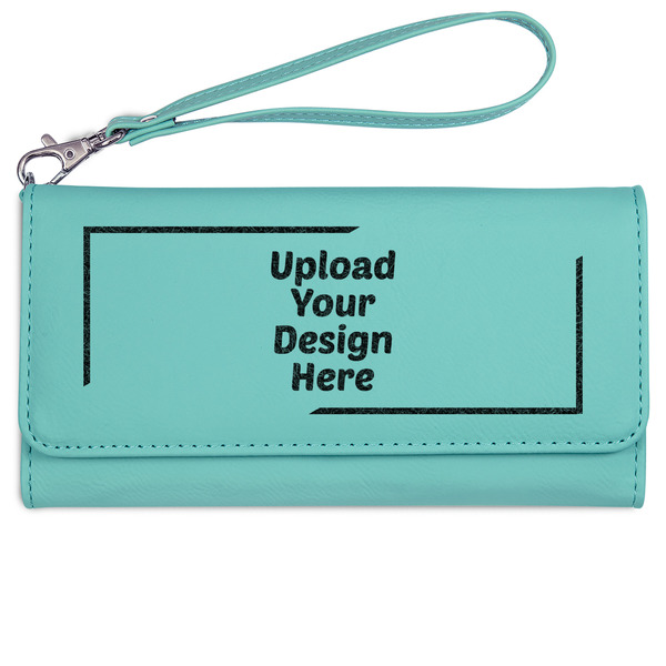Upload Your Own Ladies Wallet - Leather - Teal - Front View