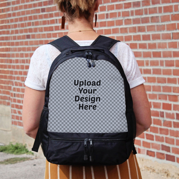 Upload Your Own Large Backpack - Black - On Back