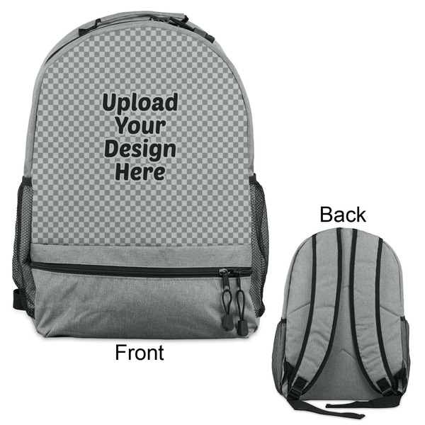 Upload Your Own Large Backpack - Gray - Front & Back View