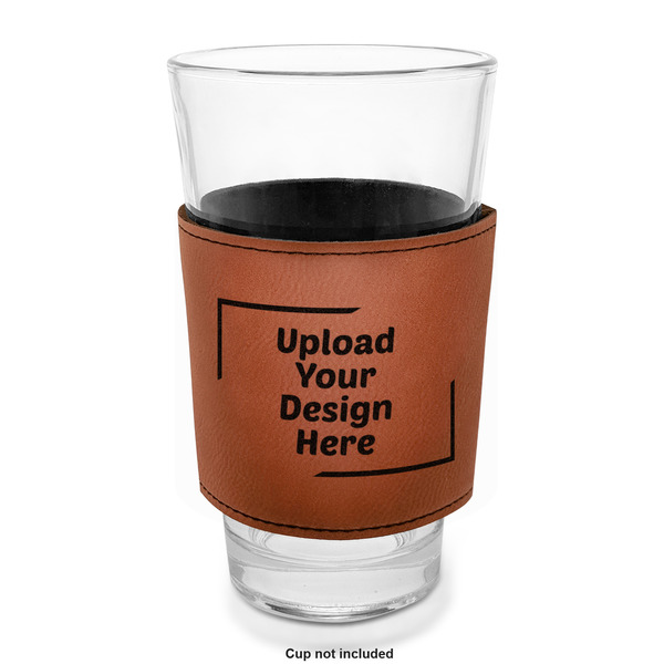 Upload Your Own Laserable Leatherette Mug Sleeve - In pint glass for bar