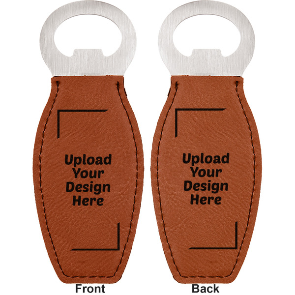Upload Your Own Leather Bar Bottle Opener - Front and Back (double sided)