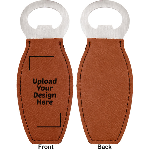 Upload Your Own Leather Bar Bottle Opener - Front and Back (single sided)
