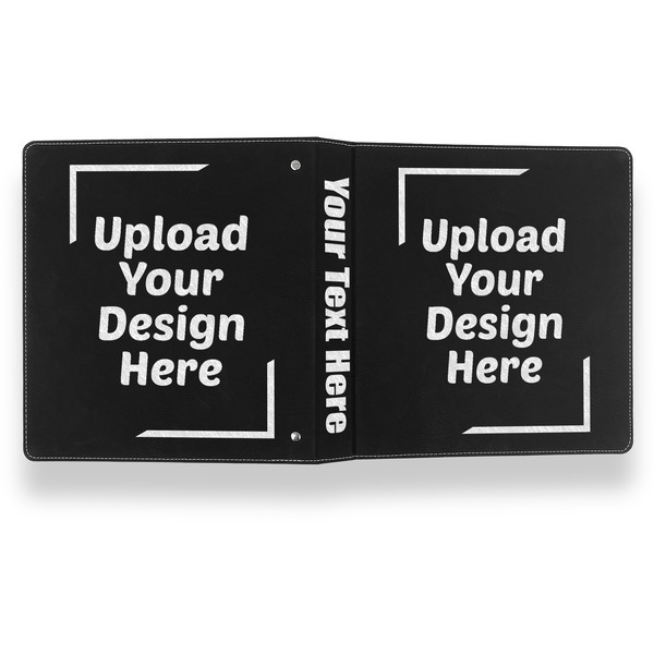 Upload Your Own Leather Binder - 1" - Black- Back Spine Front View