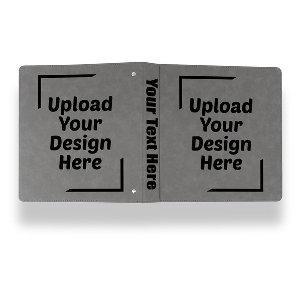 Upload Your Own Leather Binder - 1" - Grey - Back Spine Front View