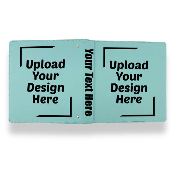 Upload Your Own Leather Binder - 1" - Teal - Back Spine Front View