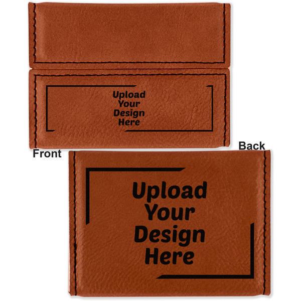 Upload Your Own Leather Business Card Holder - Front Back