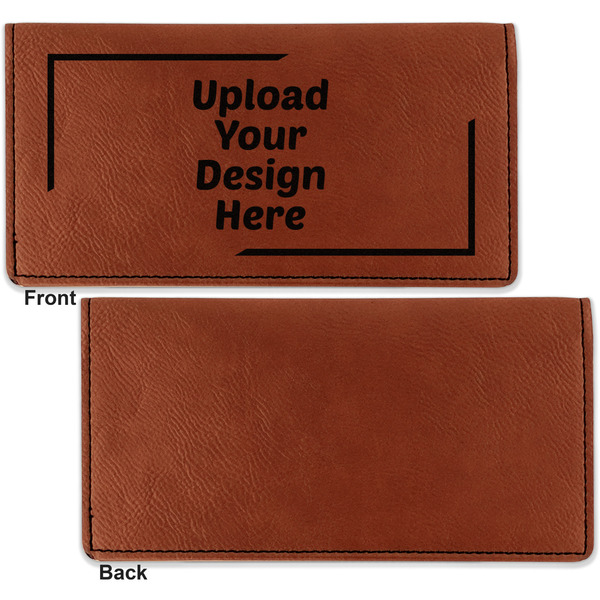 Upload Your Own Leather Checkbook Holder Front and Back Single Sided - Apvl