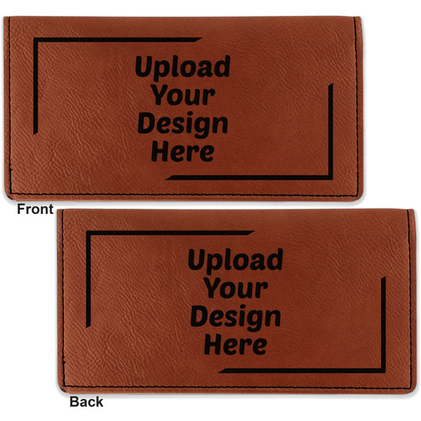 Upload Your Own Leather Checkbook Holder Front and Back