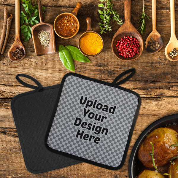 Upload Your Own Neoprene Pot Holder - Set of 2  LIFESTYLE (Flatlay)