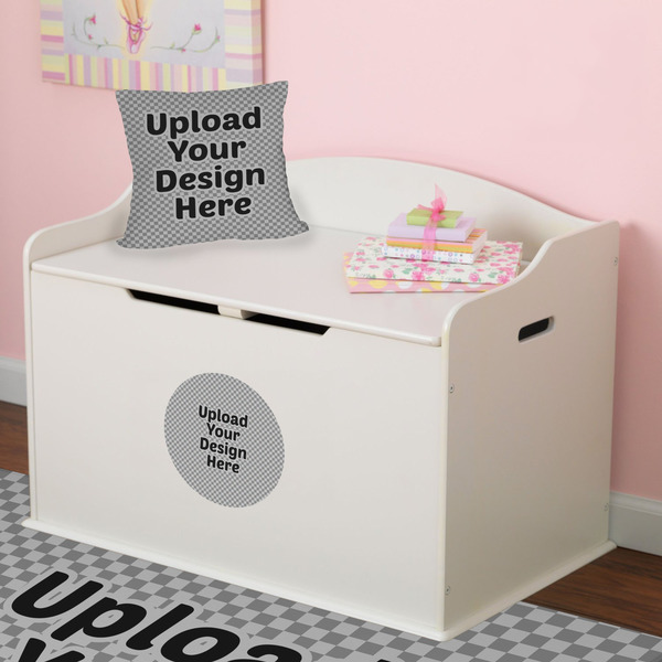 Upload Your Own Round Wall Decal on Toy Chest