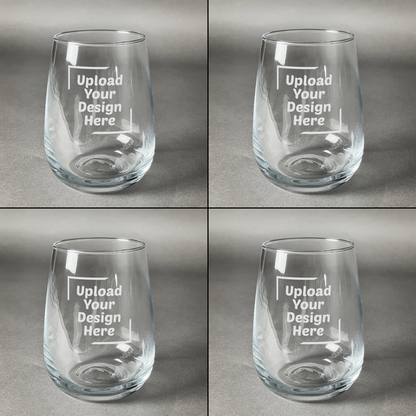 Upload Your Own Set of Four Personalized Stemless Wineglasses (Approval)