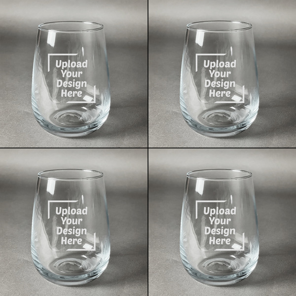 Upload Your Own Set of Four Personalized Stemless Wineglasses (Approval)