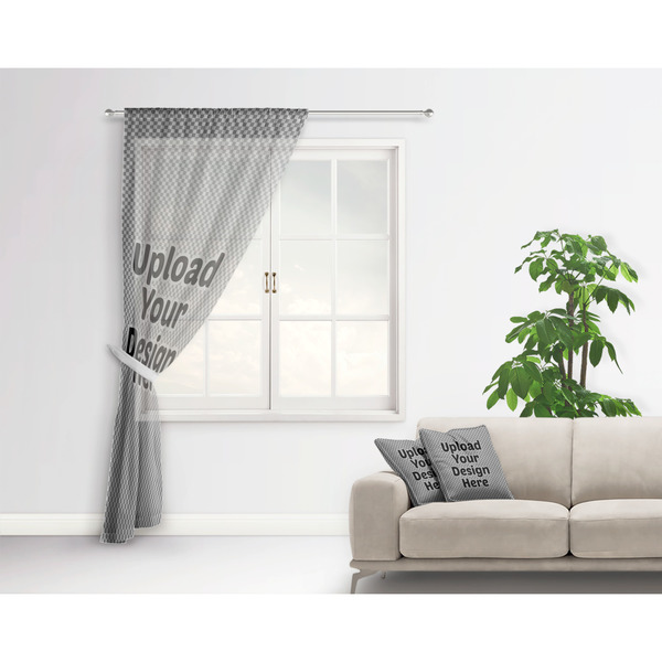 Upload Your Own Sheer Curtain With Window and Rod - in Room Matching Pillow
