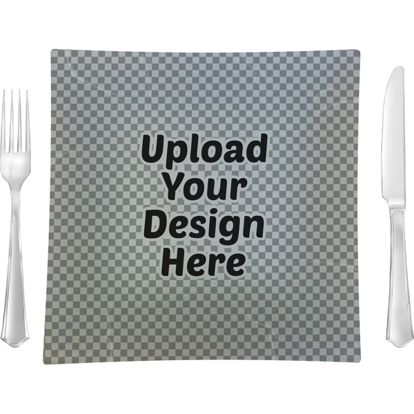 Custom 9.5" Glass Square Lunch / Dinner Plate (Upload Your Own)