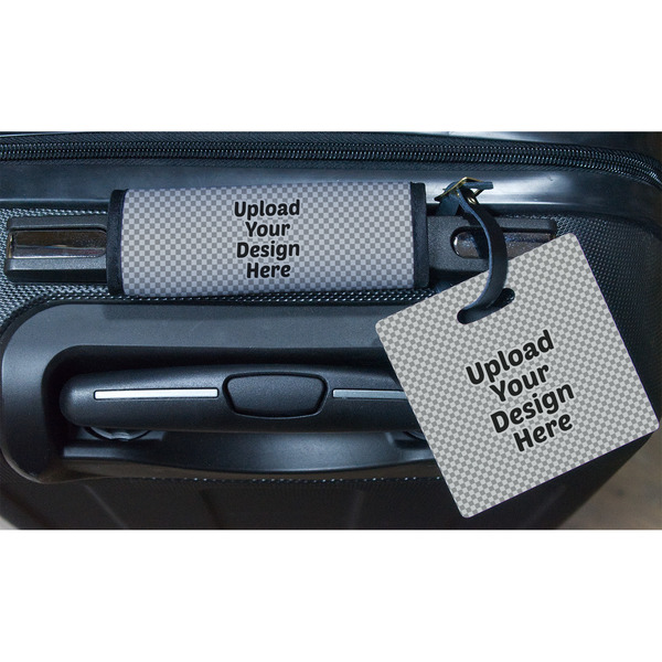 Upload Your Own Square Luggage Tag & Handle Wrap - In Context