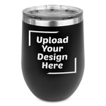 Stemless Stainless Steel Wine Tumbler - Black - Double-Sided (Upload Your Own)