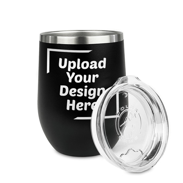 Upload Your Own Stainless Wine Tumblers - Black - Single Sided - Alt View