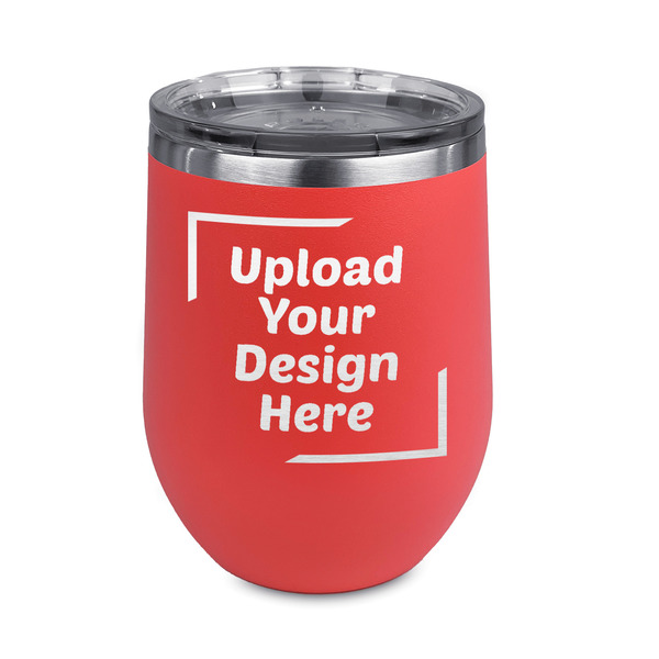 Custom Stemless Stainless Steel Wine Tumbler - Coral - Double-Sided (Upload Your Own)