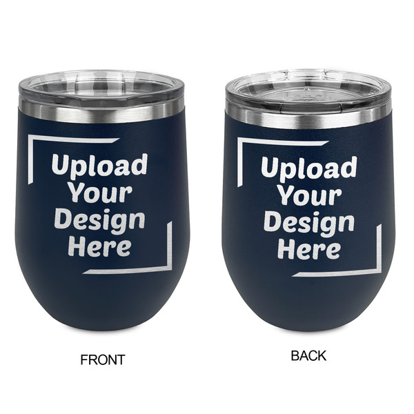 Upload Your Own Stainless Wine Tumblers - Navy - Double Sided - Approval