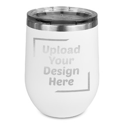 Stemless Stainless Steel Wine Tumbler - White - Double-Sided (Upload Your Own)