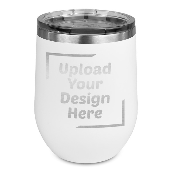 Custom Stemless Stainless Steel Wine Tumbler - White - Double-Sided (Upload Your Own)