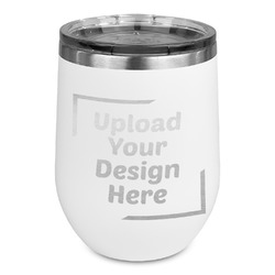 Stemless Stainless Steel Wine Tumbler - White - Single-Sided (Upload Your Own)