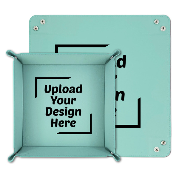 Upload Your Own Teal Faux Leather Valet Trays - PARENT MAIN