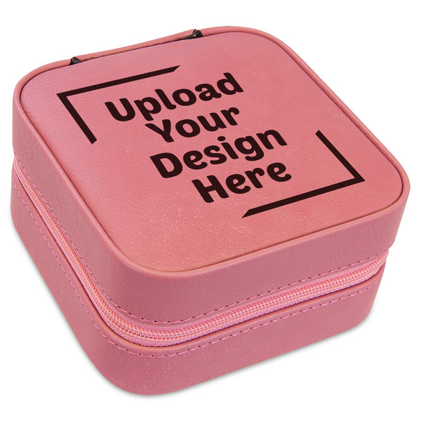 Custom Travel Jewelry Boxes - Pink Leather (Upload Your Own)
