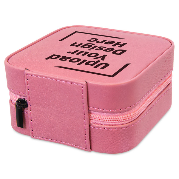 Upload Your Own Travel Jewelry Boxes - Leather - Pink - View from Rear