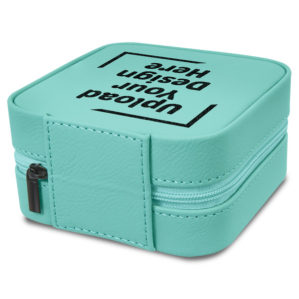 Upload Your Own Travel Jewelry Boxes - Leather - Teal - View from Rear