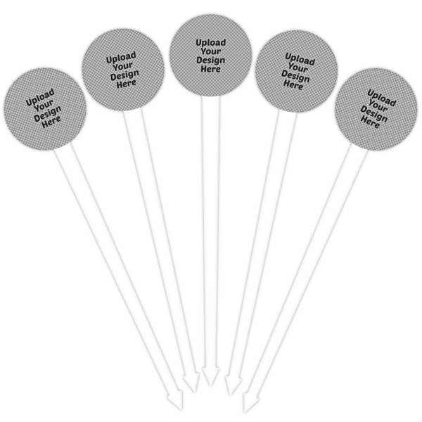 Upload Your Own White Plastic 4" Food Pick - Round - Fan View