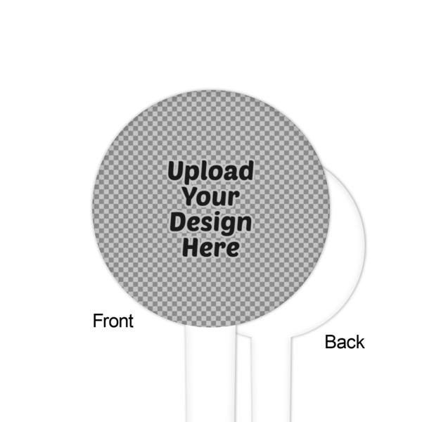 Upload Your Own White Plastic 4" Food Pick - Round - Single Sided - Front & Back