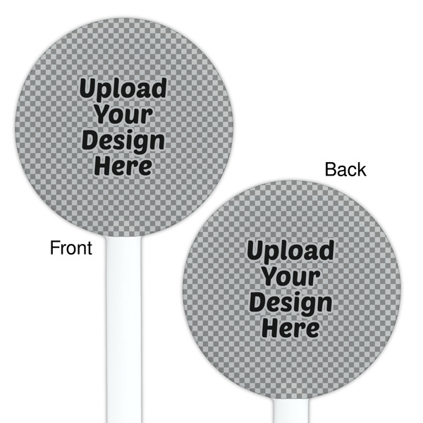 Upload Your Own White Plastic 5.5" Stir Stick - Double Sided - Round - Front & Back