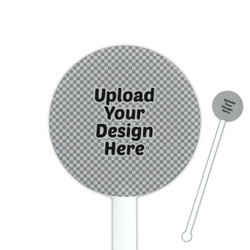 5.5" Round Plastic Stir Sticks - White - Single-Sided (Upload Your Own)