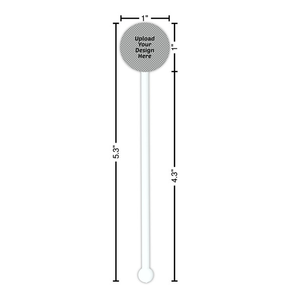 Upload Your Own White Plastic 5.5" Stir Stick - Round - Dimensions