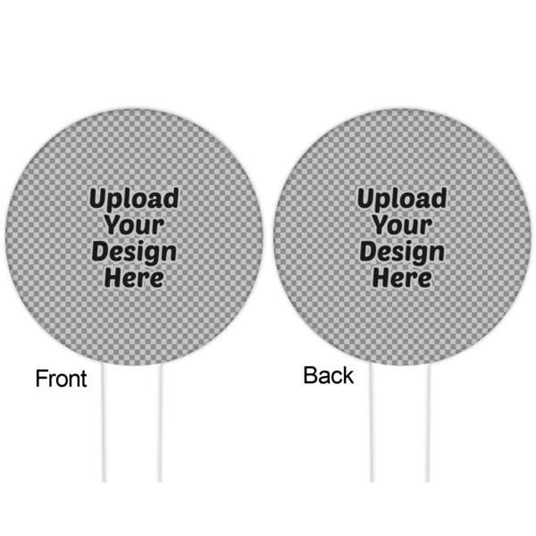 Upload Your Own White Plastic 6" Food Pick - Round - Double Sided - Front & Back