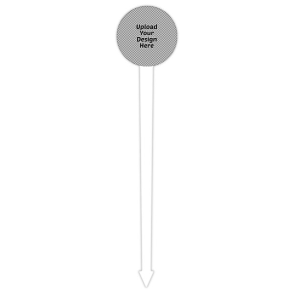 Upload Your Own White Plastic 6" Food Pick - Round - Single Pick