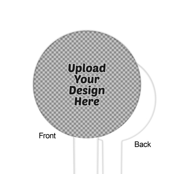 Upload Your Own White Plastic 6" Food Pick - Round - Single Sided - Front & Back
