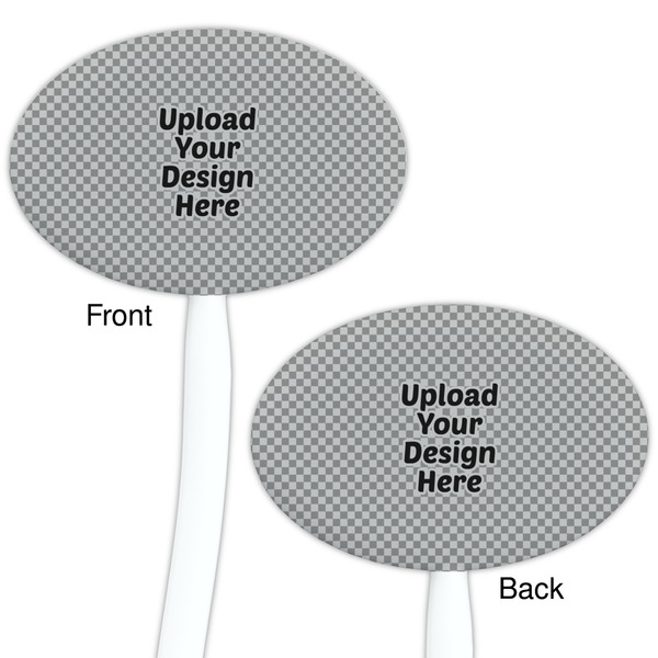 Upload Your Own White Plastic 7" Stir Stick - Double Sided - Oval - Front & Back