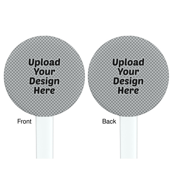 Upload Your Own White Plastic 7" Stir Stick - Double Sided - Round - Front & Back