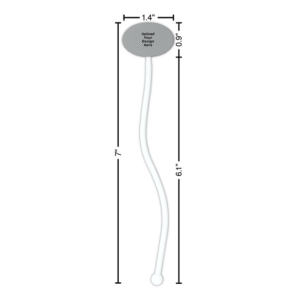 Upload Your Own White Plastic 7" Stir Stick - Oval - Dimensions